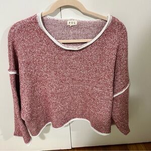 POL Women's Marled Pink Crew Neck Sweater medium